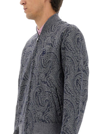 Etro Men's Jacquard Bomber Jacket Grey