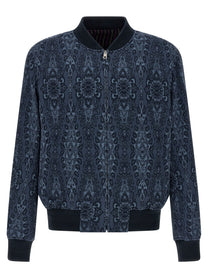 ETRO Jacquard Bomber Jacket Blue