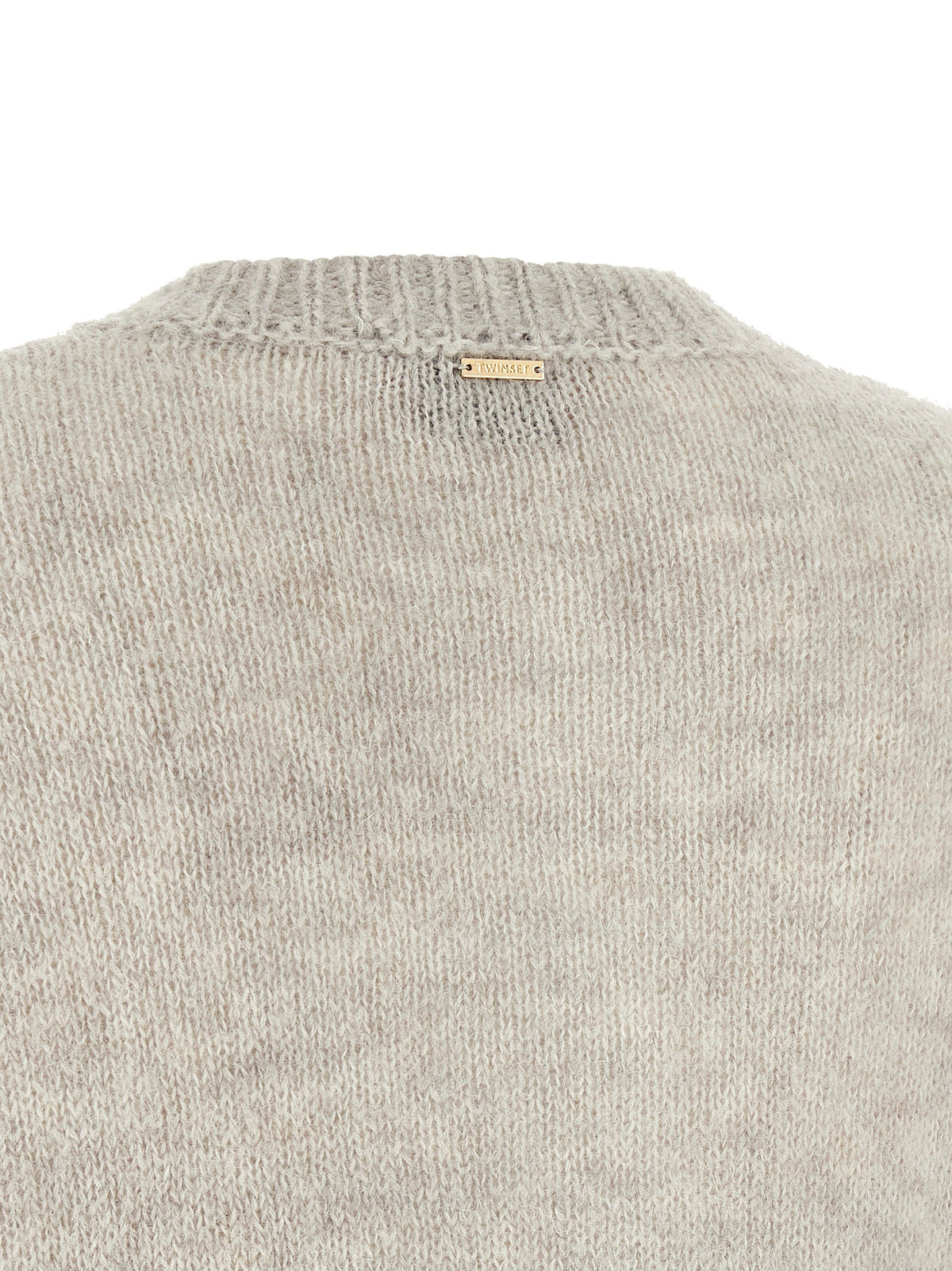 TWINSET Jacquard Diamond Cardigan Grey, view 4