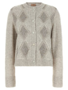 TWINSET Jacquard Diamond Cardigan Grey