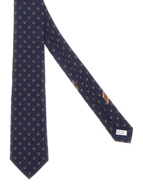 Ferragamo Men's Jacquard Gancini Tie Blue