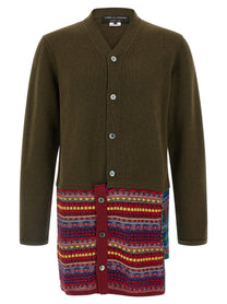 Comme Des Garçons Homme Plus Jacquard Insert Cardigan Green