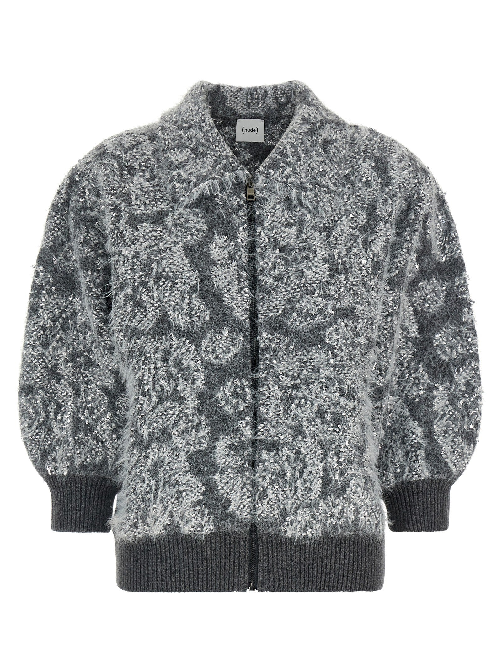 Nude Lucy Jacquard Knit Cardigan Grey