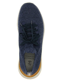 Brunello Cucinelli Jacquard Knit Sneakers Blue