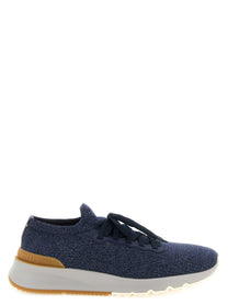 Brunello Cucinelli Jacquard Knit Sneakers Blue