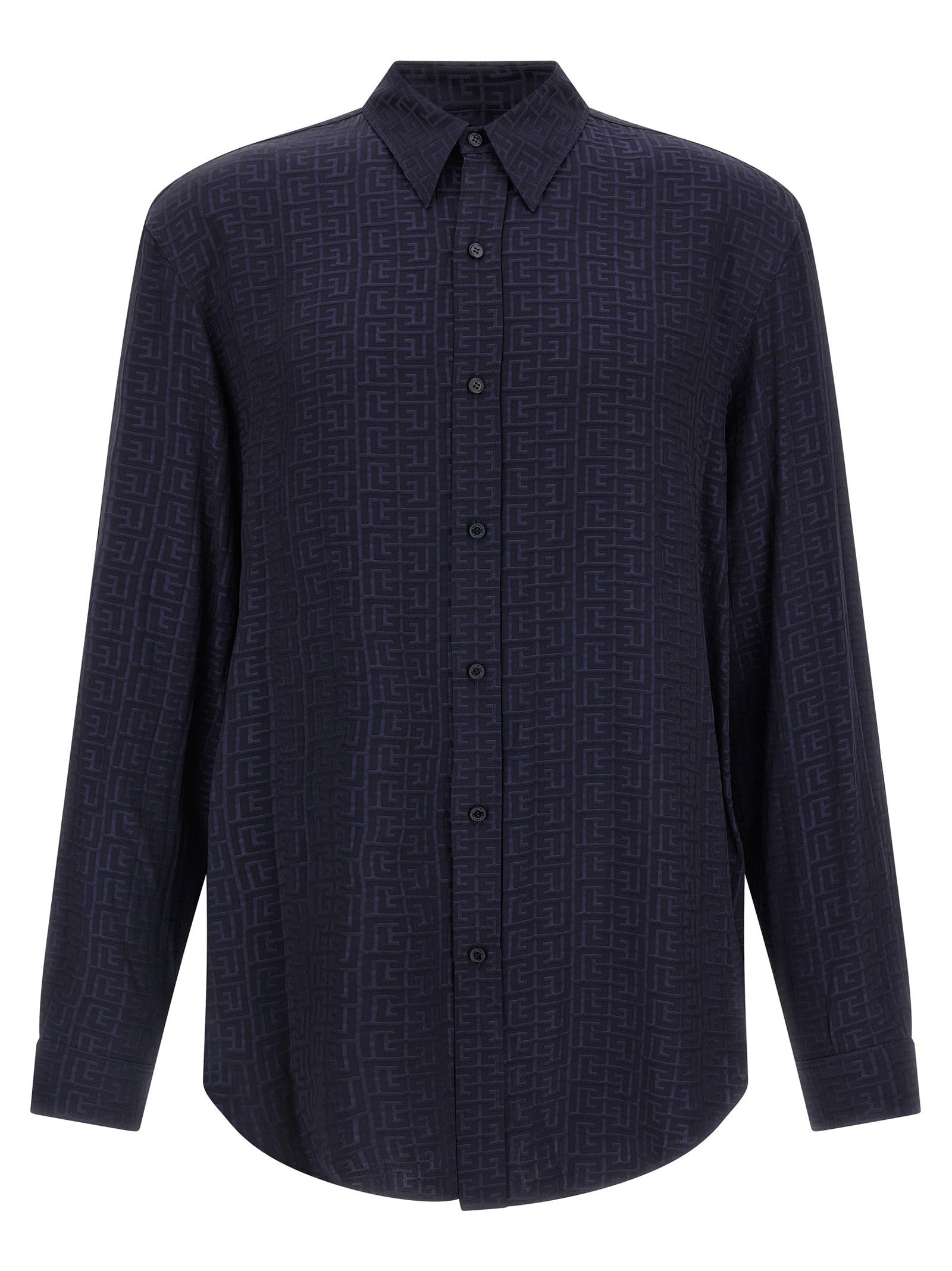 Balmain Jacquard Monogram Shirt Blue