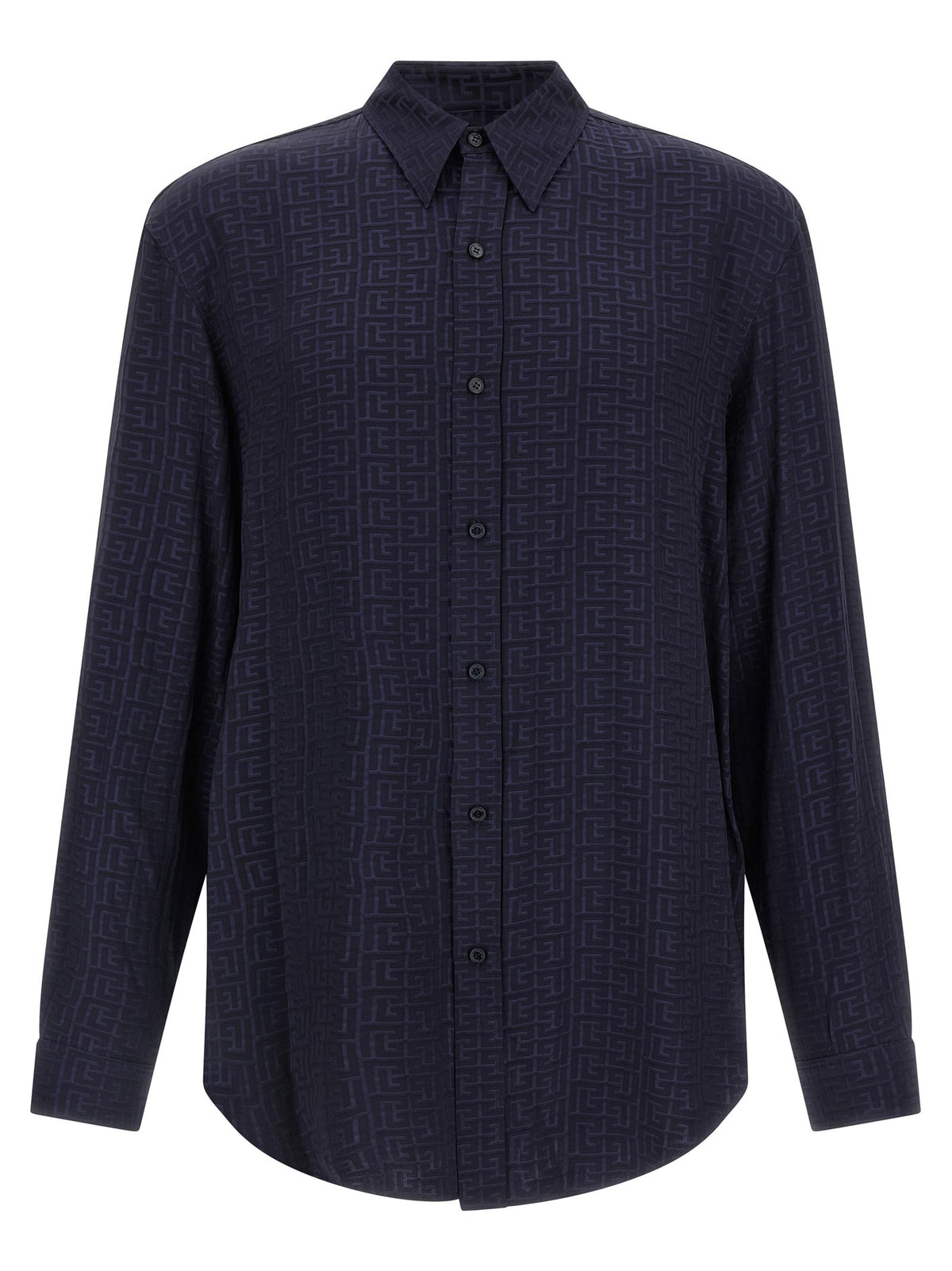 Balmain Jacquard Monogram Shirt Blue