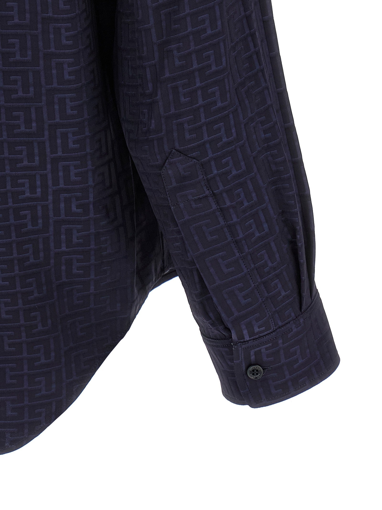 Balmain Jacquard Monogram Shirt Blue