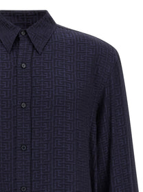 Balmain Jacquard Monogram Shirt Blue