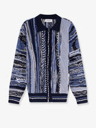 Laneus Men's Jacquard Pattern Cardigan Blue