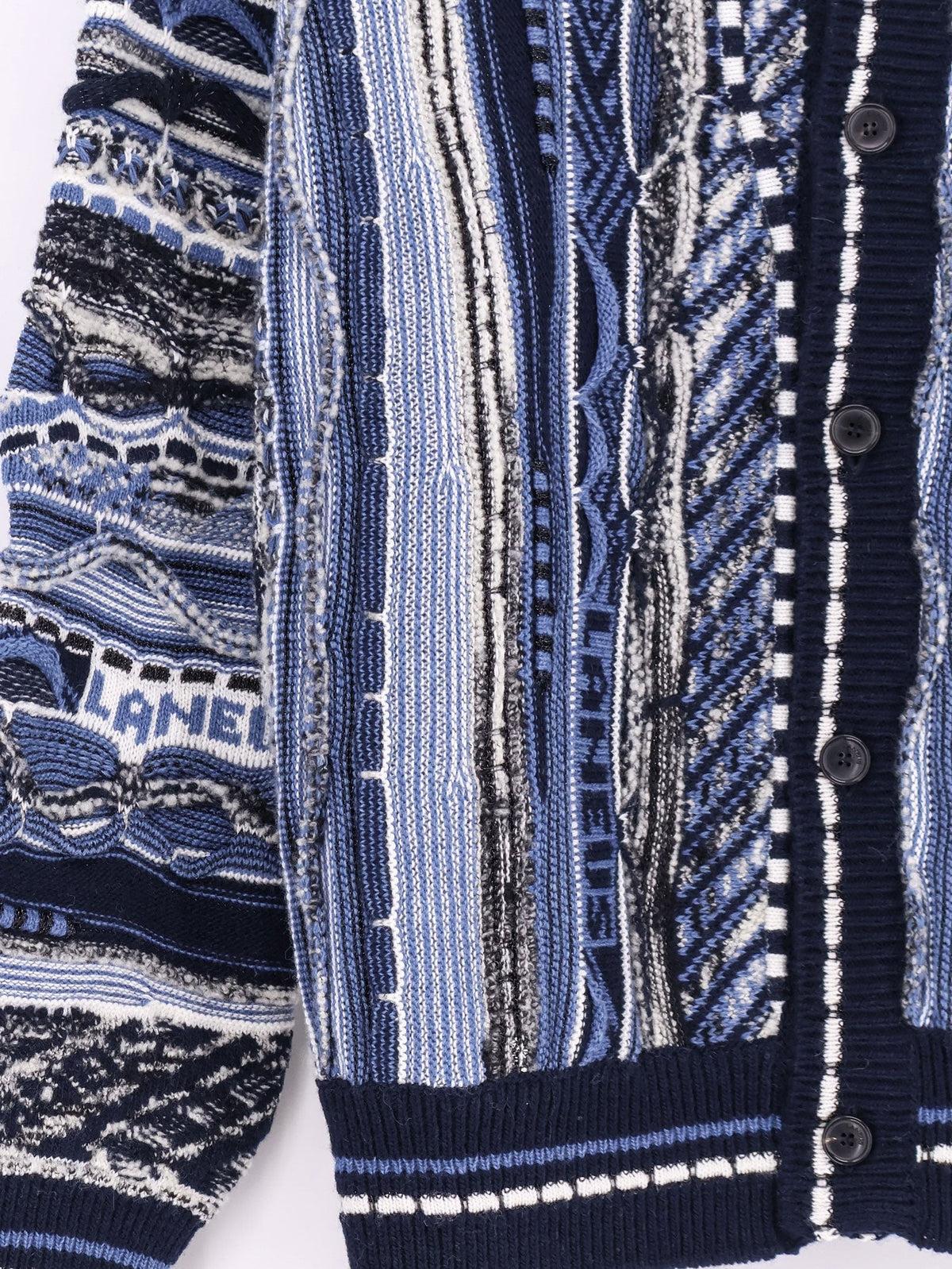 Laneus Men's Jacquard Pattern Cardigan Blue