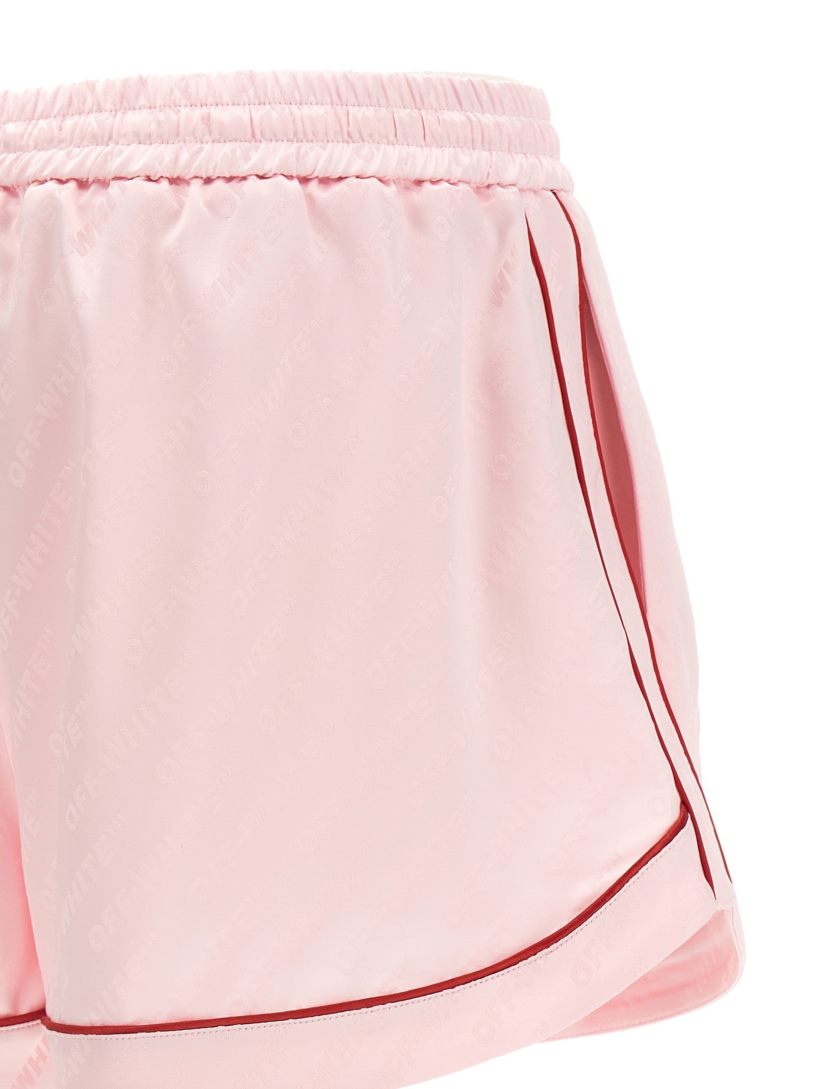 Off-White Jacquard Satin Pajama Shorts Blue