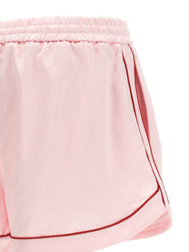Off-White Jacquard Satin Pajama Shorts Blue