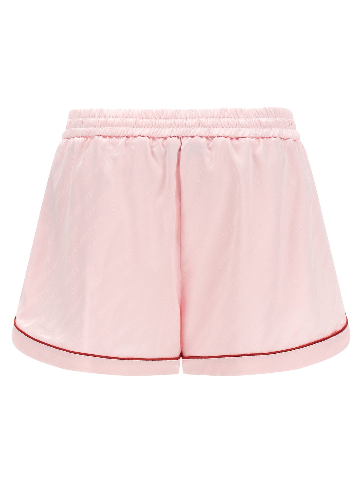 Off-White Jacquard Satin Pajama Shorts Blue, view 2