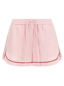 Off-White Jacquard Satin Pajama Shorts Blue