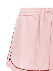 Off-White Jacquard Satin Pajama Shorts Blue