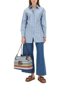 Etro Women's Jacquard Shirt and Knot in the Back Blue