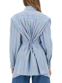 Etro Women's Jacquard Shirt and Knot in the Back Blue