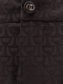 Gucci Women's Jacquard Silk Blend Trousers Brown