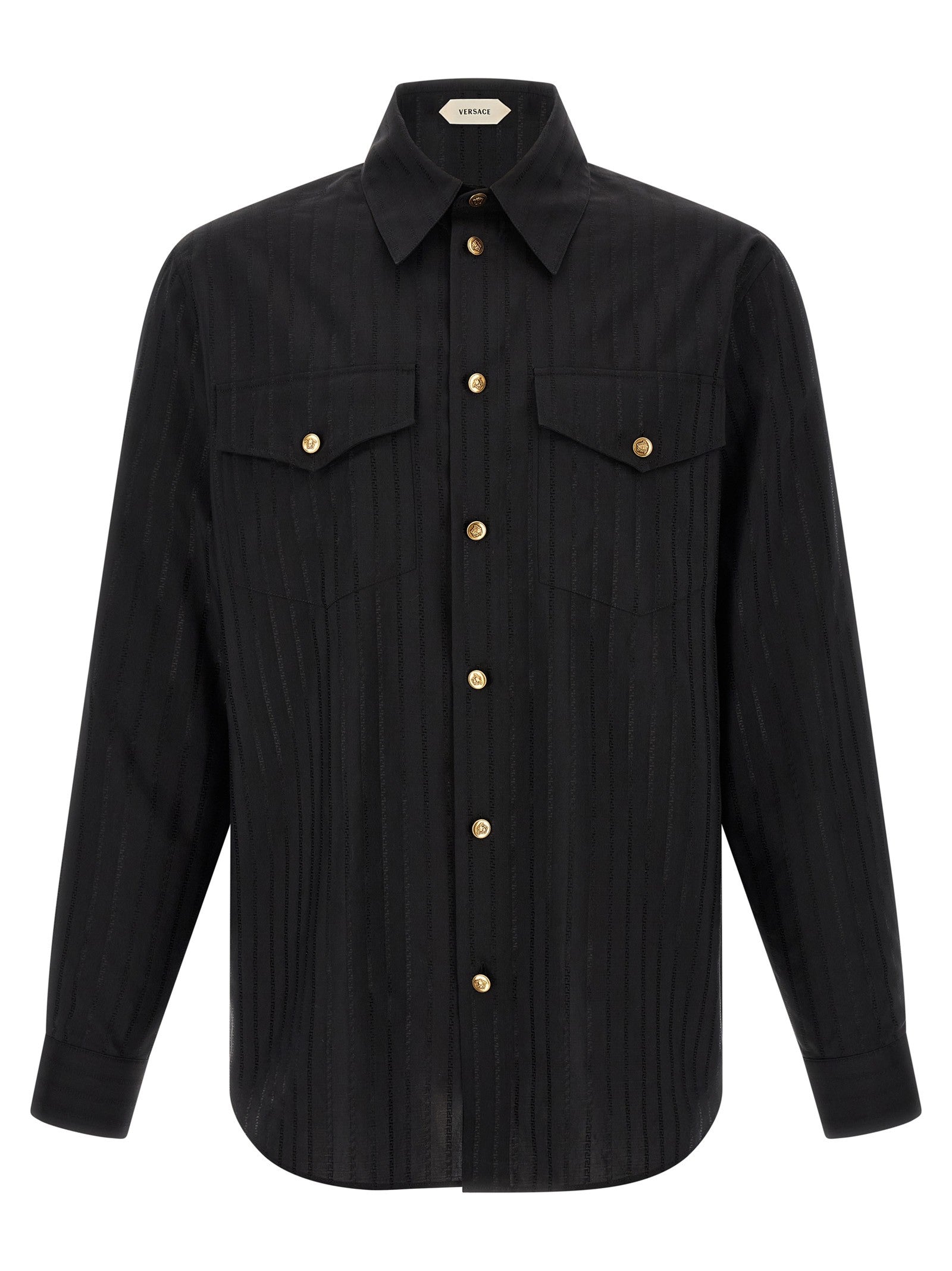 Versace Jacquard Silk Shirt Black