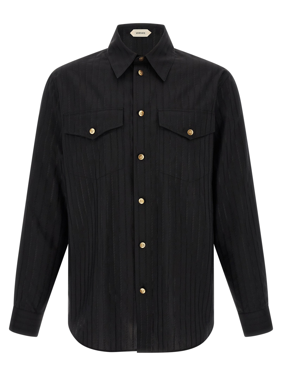 Versace Jacquard Silk Shirt Black
