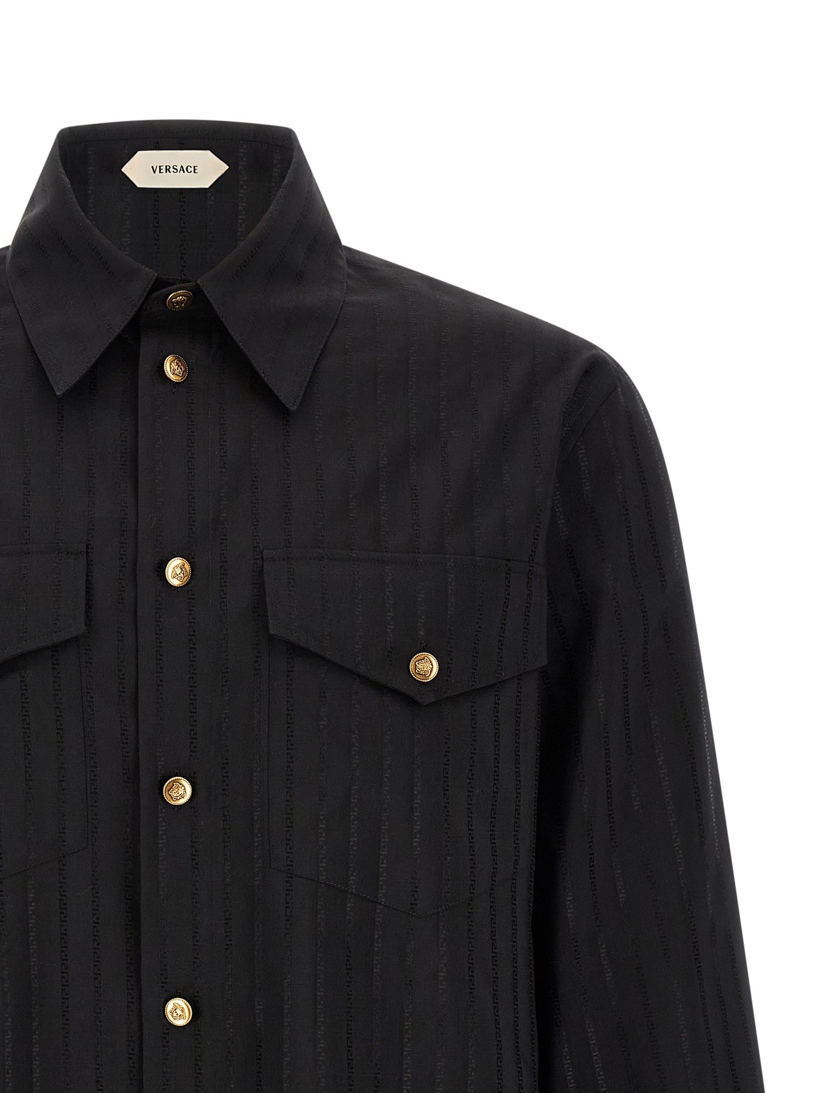 Versace Jacquard Silk Shirt Black