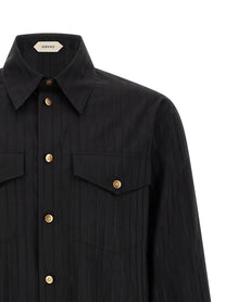 Versace Jacquard Silk Shirt Black