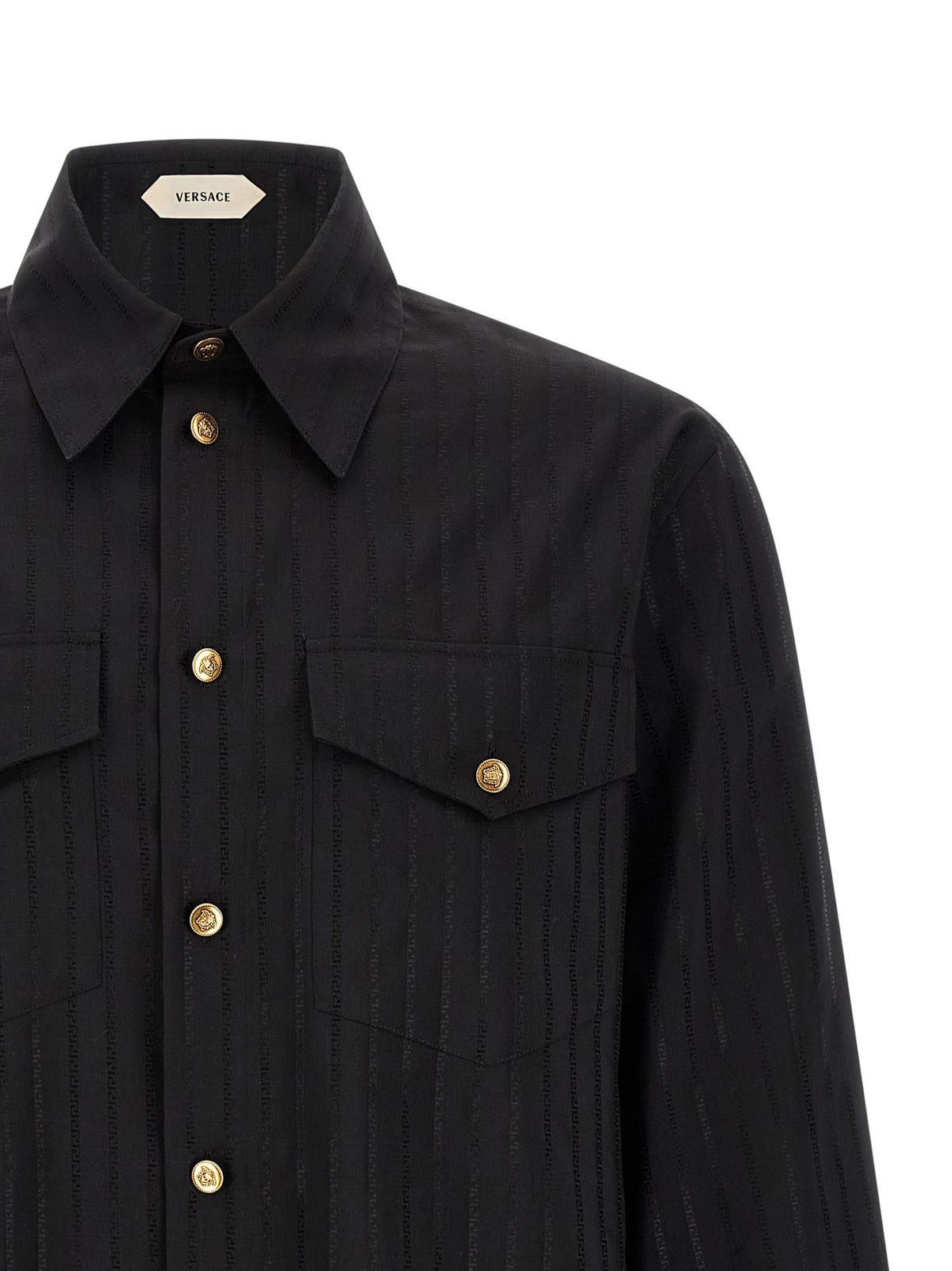 Versace Jacquard Silk Shirt Black, view 3