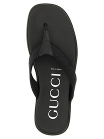 Gucci Jacquard Thong Sandals Black