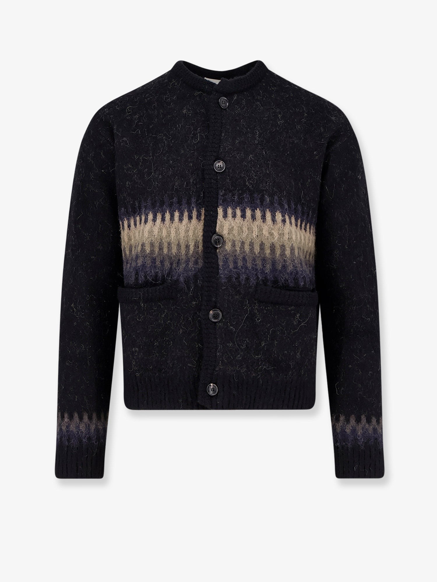 Tonywack Unisex Jacquard Unisex Alpaca Cardigan Black