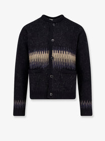 Tonywack Unisex Jacquard Unisex Alpaca Cardigan Black