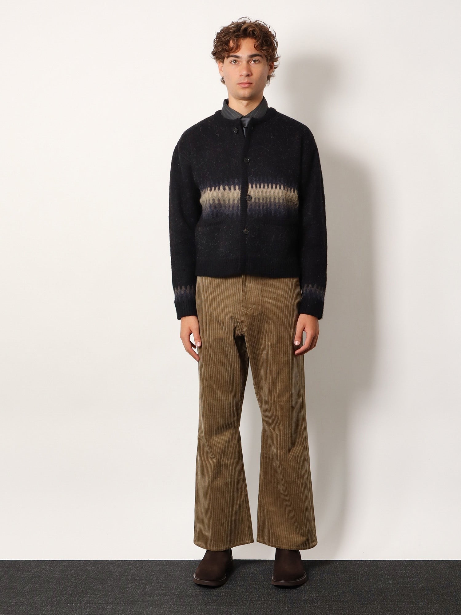 Tonywack Unisex Jacquard Unisex Alpaca Cardigan Black