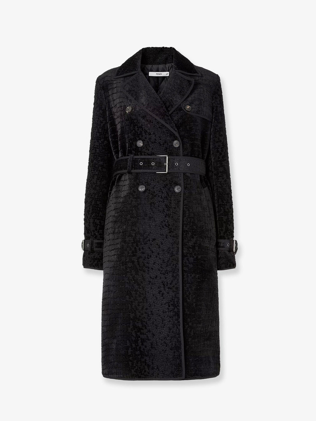 Fendi Women's Jacquard Velvet Coat Black