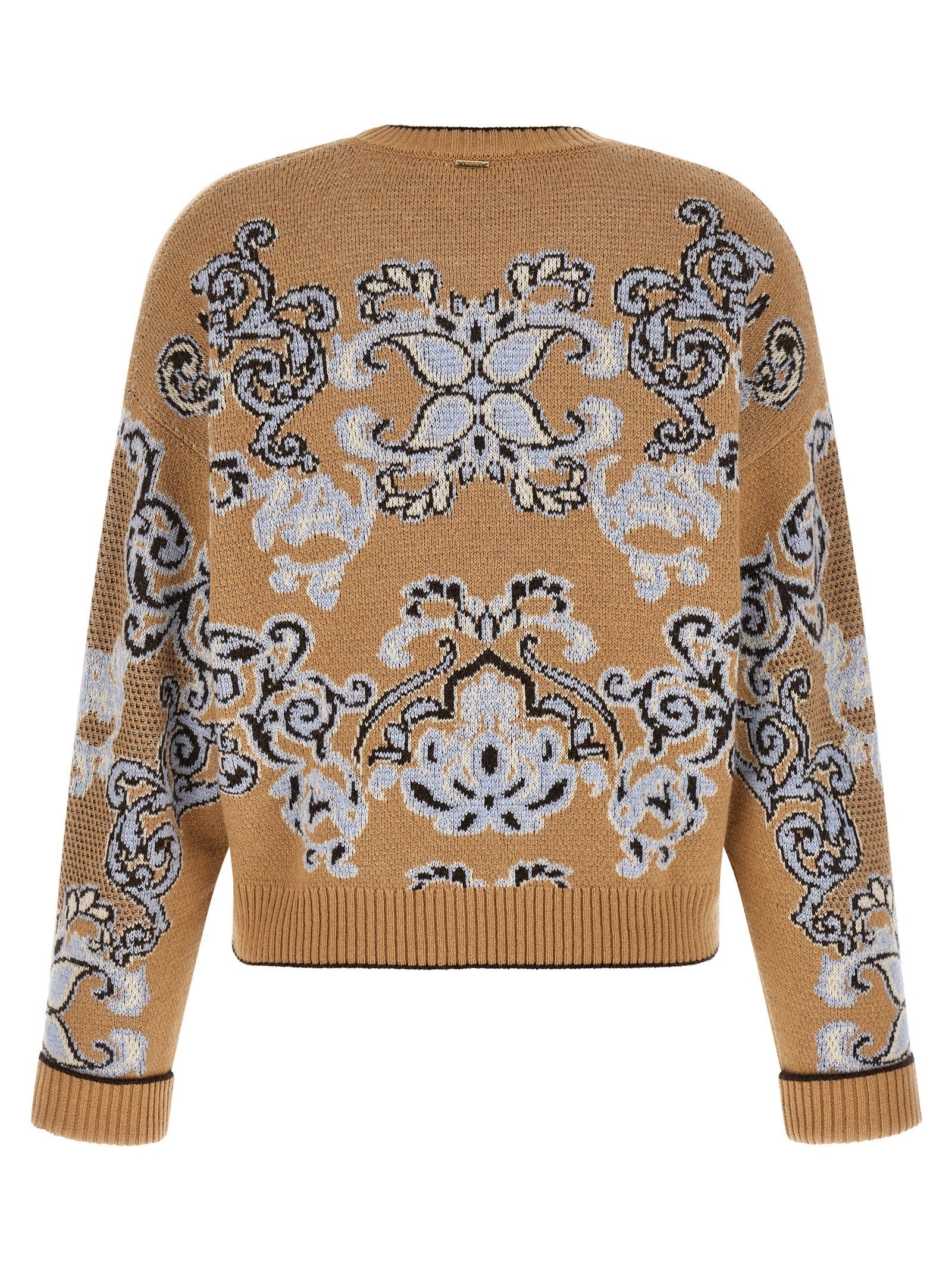 TWINSET Jacquard Wool Blend Sweater Brown