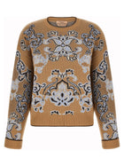TWINSET Jacquard Wool Blend Sweater Brown