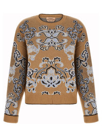 TWINSET Jacquard Wool Blend Sweater Brown