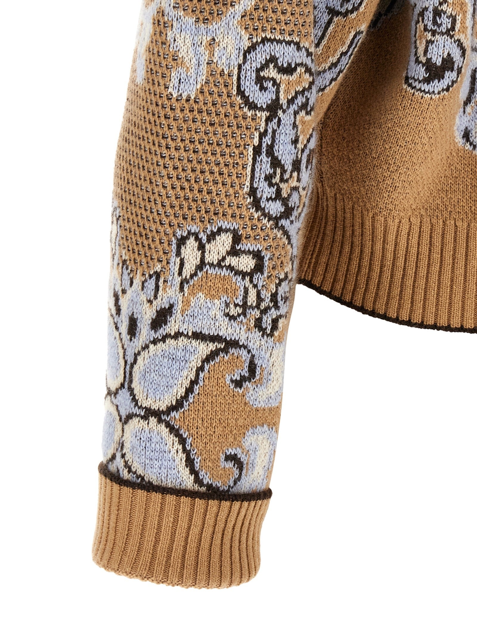 TWINSET Jacquard Wool Blend Sweater Brown