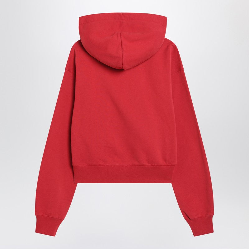 Jacquemus - JACQUEMUS Red hoodie with logo patch - Topwear