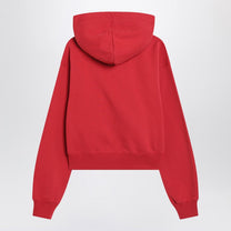 Jacquemus - JACQUEMUS Red hoodie with logo patch - Topwear