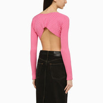 JACQUEMUS - JACQUEMUS La Maille Pralu pink cropped cardigan - Knitwear
