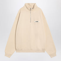 Jacquemus - JACQUEMUS Beige cotton zip-up sweatshirt - Topwear