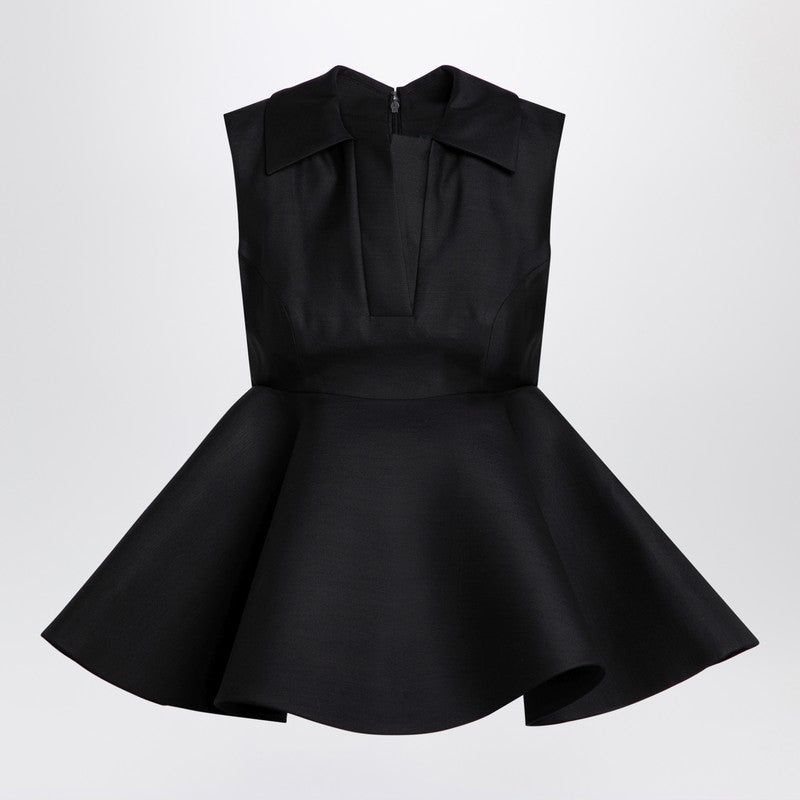 Jacquemus - JACQUEMUS Black wool and silk Spalla Top - Women’s Clothing