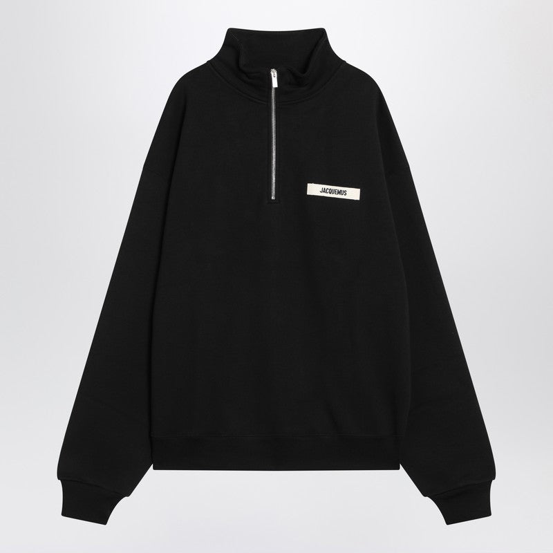 Jacquemus - JACQUEMUS Black cotton zip-up sweatshirt - Topwear