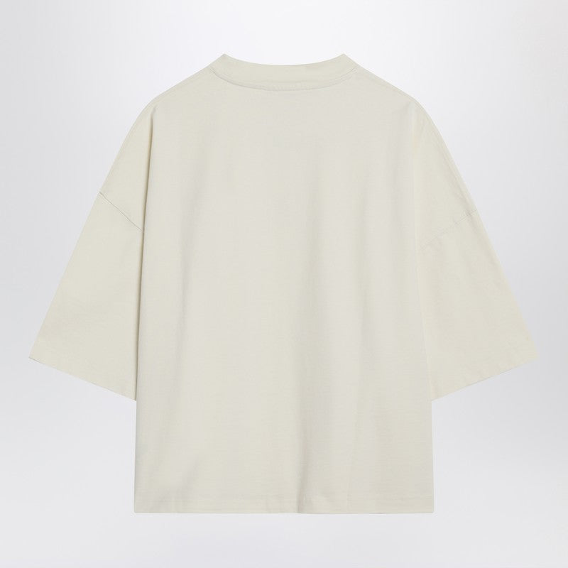 Jacquemus - JACQUEMUS Light beige boxy T-shirt with logo - Topwear