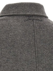 JACQUEMUS Grey Le Bomber Feltro Bomber Jacket Grey, view 5