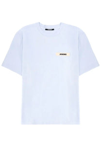 Jacquemus men’s blue grosgrain short-sleeved t-shirt with minimalist design and subtle chest branding