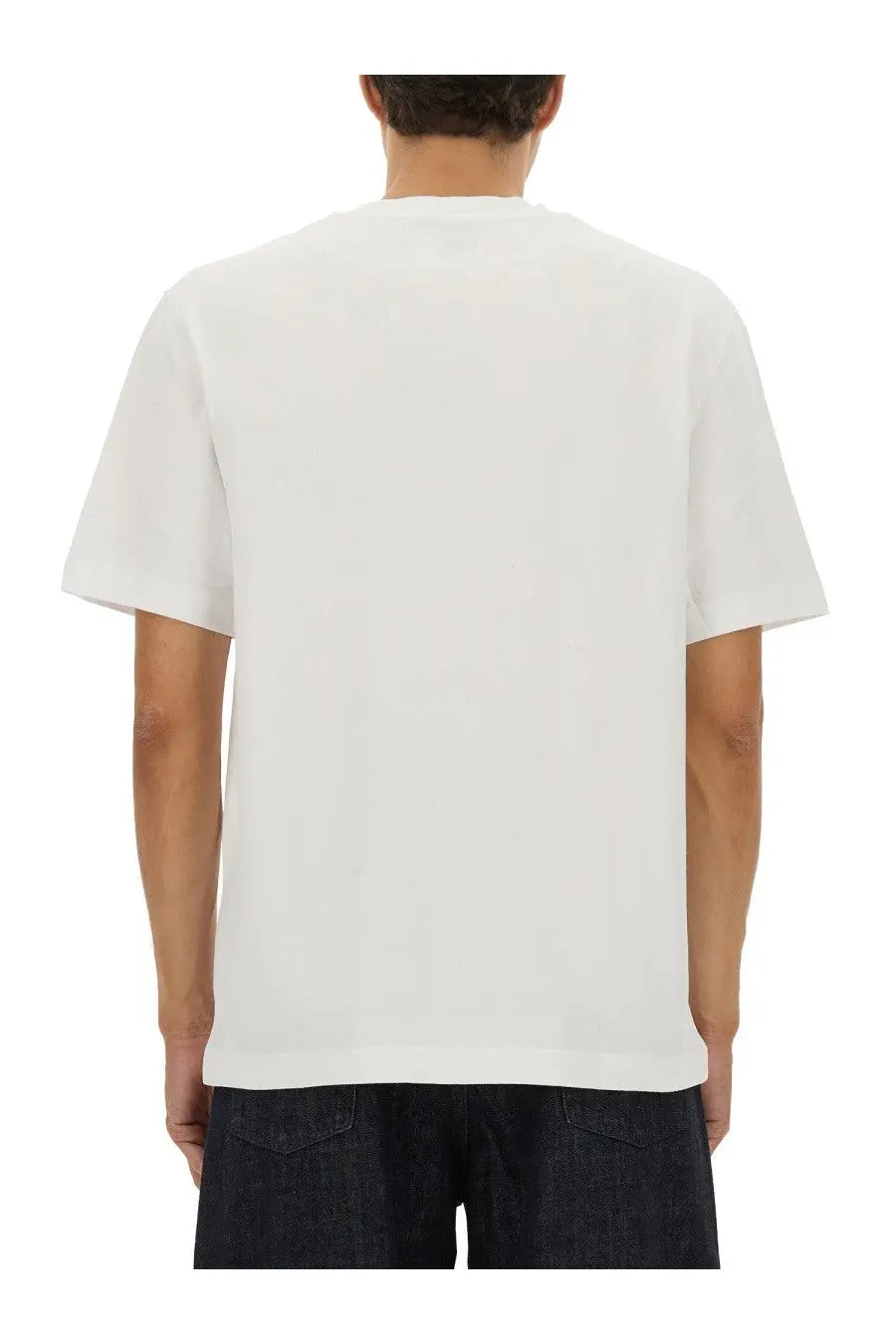 Jacquemus men’s the grosgrain shirt white white cotton t-shirt with simple minimalist design front view