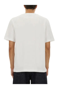 Jacquemus men’s the grosgrain shirt white white cotton t-shirt with simple minimalist design front view