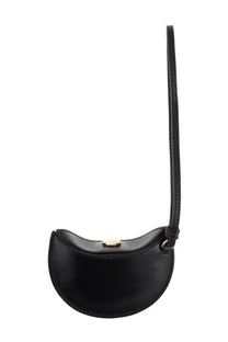 Jacquemus men’s wallet Calisso black crescent-shaped leather clutch with gold-tone button closure and matching strap