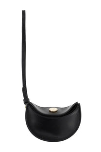 Jacquemus men’s black leather crescent wallet with gold tone circular clasp for stylish everyday use